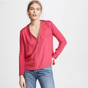 Rag & Bone women’s Vanessa top. Hot pink with zipper detail.